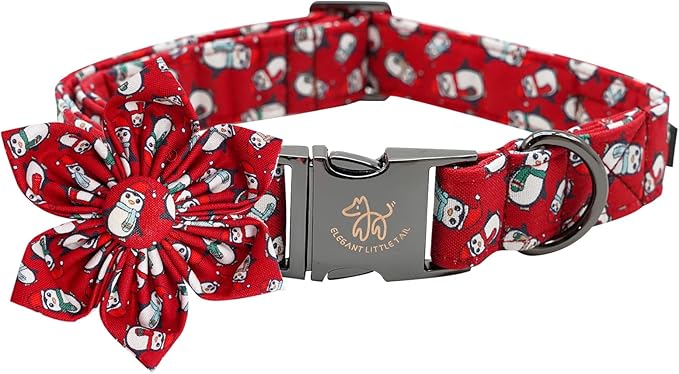 Elegant Little Tail Dog Collar with Flower, Christmas Dog Collar for X-Large Dogs