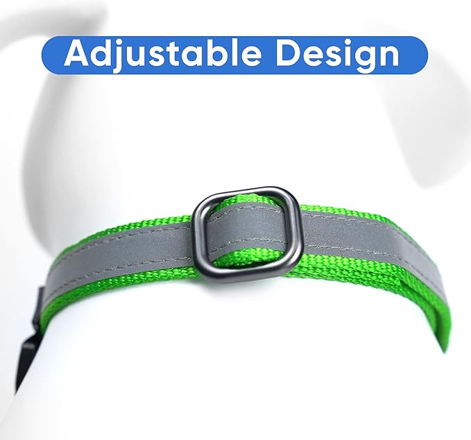 Pawtitas Customized Martingale Dog Collar Reflective Reflective Dog Collar Embroidered Personalized Name Phone Number Adjustable for Puppies Small Medium Large Size Dogs Large Green