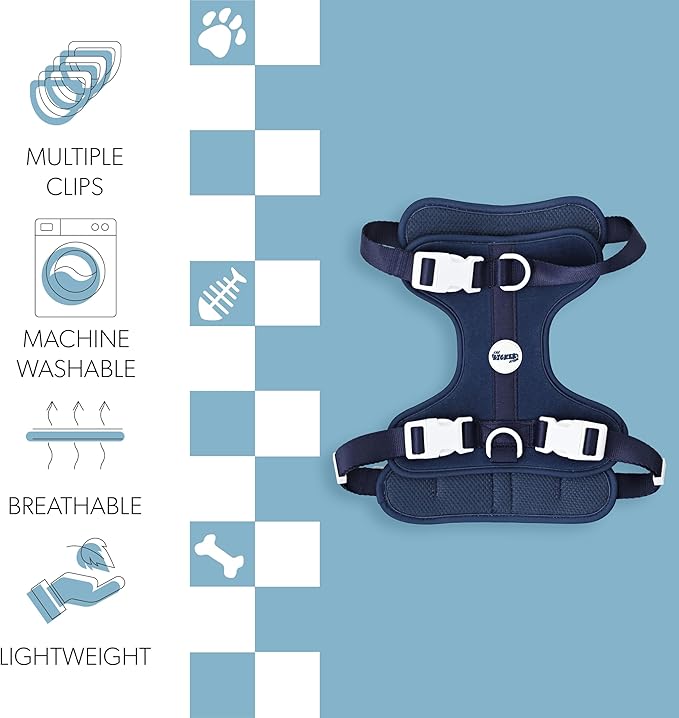 HNS1003J Arlo Large Adjustable Soft Padded No Pull Pet Harness with 3 Buckles and 3 Leash Clips, Highball