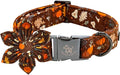 Elegant little tail Fall Dog Collar, Halloween Pet Collars with Bow Cute Pumpkin Print Puppy Collar Female or Male Cotton Adjustable Collars for Small Medium Large Dogs