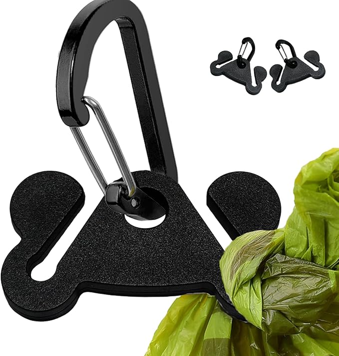Dog Poop Bag Holder for Waste Bags Dispenser Leash Pet Waste Bag Carrier Hand Free Walking Holder,2PCS Black Holders