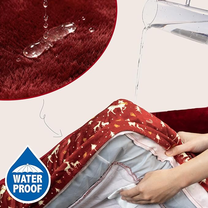 Comfort Expression Orthopedic Dog Bed for Extra Large Dogs 42x30 Inch, Waterproof Egg Crate Foam XL Pet Bed, Gifts for Christmas, Dog Couch with Washable Cover & Non-Slip Bottom, Christmas Red