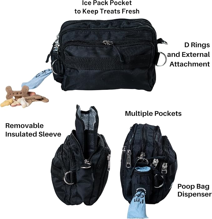 Dog Training Fanny Pack/Treat Bag with Removable Insulated Sleeve and Multiple Compartments, Color Black (Lilac sandstone)