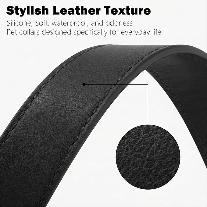 Dog Collars for Medium Dogs Silicone Leather Dog Collars Soft Flexible Waterproof Odor-Proof Durable Thick Classic Adjustable Pet Puppy Collar (Black, Medium (11.5-18.5" Neck))