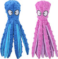 Octopus Dog Toys (2 Pack) – Squeaky & Crinkle No-Stuffing Plush Chew Toys for Puppies and Dogs, Durable Teething Toy for Small, Medium & Large Breeds, Soft Tug & Fetch Dog Toy