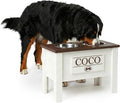 GTW Personalized Elevated Dog Bowl Stand for Large, Medium, Small, X-Small Dogs - Stainless Steel Food and Water Bowls - Raised Dog Dish (X-Large, Brown)