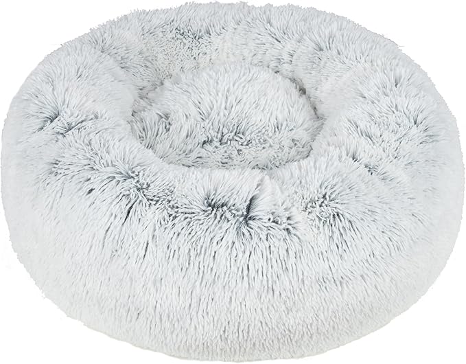 Best Pet Supplies Dog House Bed Crate Mat Tent Indoor Round Soft Plush for Small, Medium, and Large Breeds - Light Warm Gray, 30 x 30 x 8