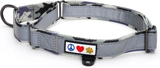 Pawtitas Personalized Dog Collar Martingale Dog Collar with Name Phone Number Reflective Martingale Dog Collar Customized Collar for Medium Dogs | Camo Gray Custom Dog Collars for Medium Dogs