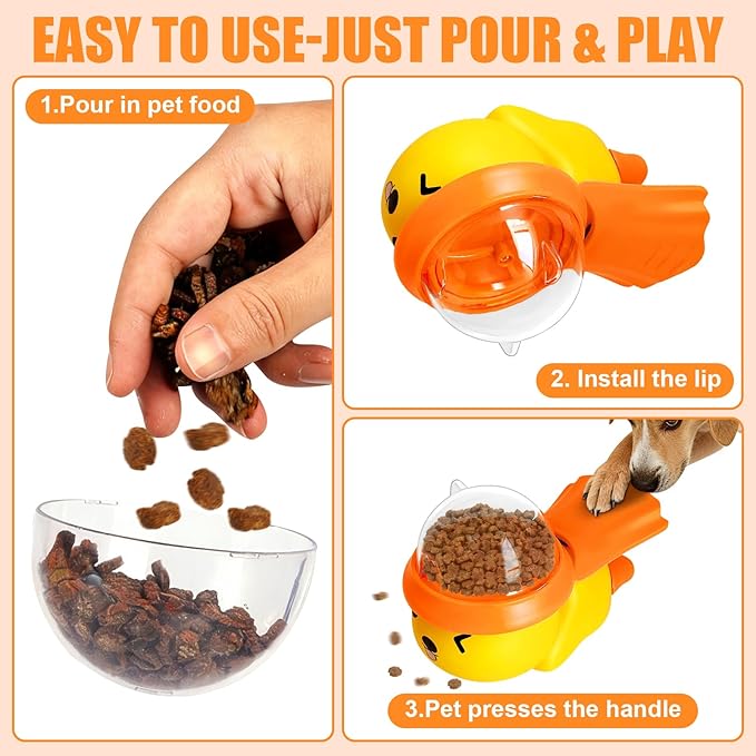 Interactive Dog Toys Food Puzzle Slow Feeder with DIY Stickers,Cat Treat Dispenser Toy Enrichment Toy for Boredom Dogs Enrichment Toy to Keep Them Busy,Treat Dispensing Slow Feeder (Yellow)