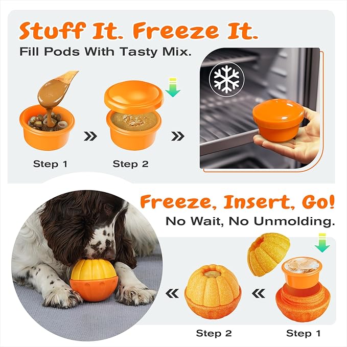 KADTC 3-in-1 Durable Dog FrostLick Toy U.S. Brand & Design Long-Lasting Large Capacity Fillable Treat Ball & Freeze-and-Play Lick Cup & Food Dispenser, Indestructible Chew Toy for Dogs Boredom Buster