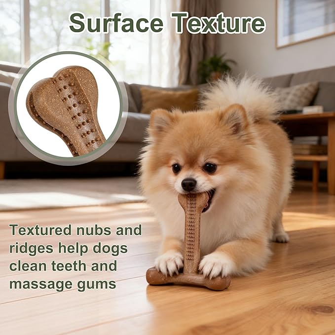 Dog Chew Toy for Aggressive Chewers T-Shaped Tough Dog Bone Toys for Small Medium Large Breed to Keep Them Busy (Small-Under 20LBS, Bacon Flavored)