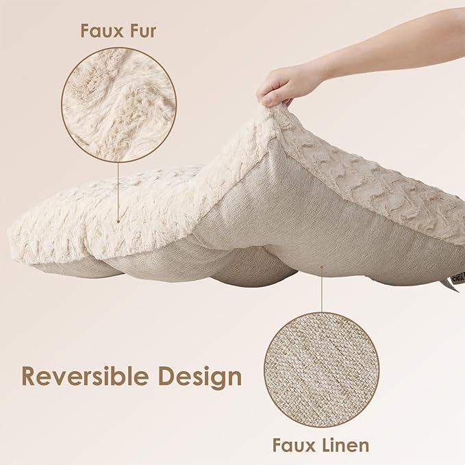 EHEYCIGA Washable Small Dog Bed for Crate 23x18 Inch, Reversible Kennel Pad for Puppy Weight Up to 25 lbs, Plush and Comfy Pet Sleeping Mat, Beige