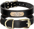 Didog Genuine Leather Dog Collars with Engraved Nameplate, Personalized Soft Leather Dog Collar with Custom ID Tag, Brown/Green/Red for Medium Large Dogs (XXL,Black)