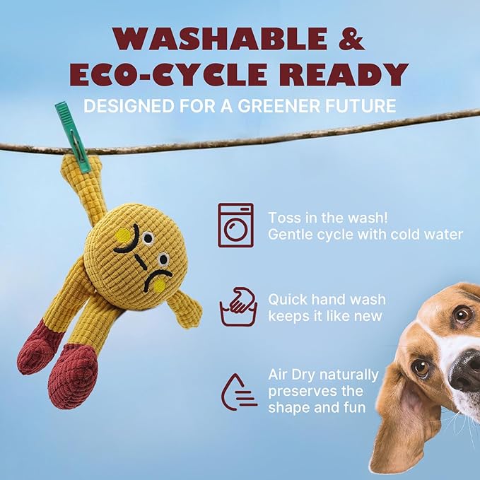 Squeaky Dog Chew Toy Teething Interactive Plush Stuffed Toys with Squeaker Crinkle Paper for Small Medium Breed Tough Durable Funny Pet Supplies Ideal Puppy Cats Gifts - Waffle Doll, Medium