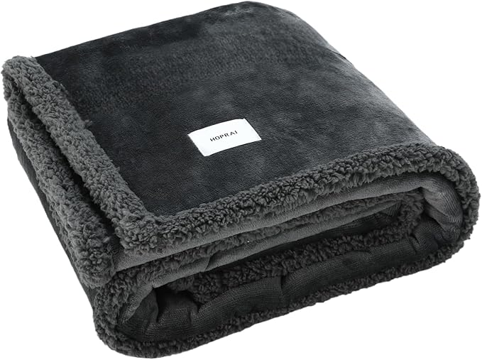 Dog Blanket, Waterproof Reversible Sherpa Fleece Throw Blanket, Furniture Cover for Bed, Couch, Sofa Protection from Liquid Pee and Pet Fur of Puppy, Cat (Gray XS20*27inches)