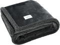 Waterproof Pet Blanket for Medium Large Dogs Washable Fluffy Thick Jacquard Shag Fleece Warm Sherpa Pet Blanket Cats Puppy Couch Protection (Gray L57*65inches)