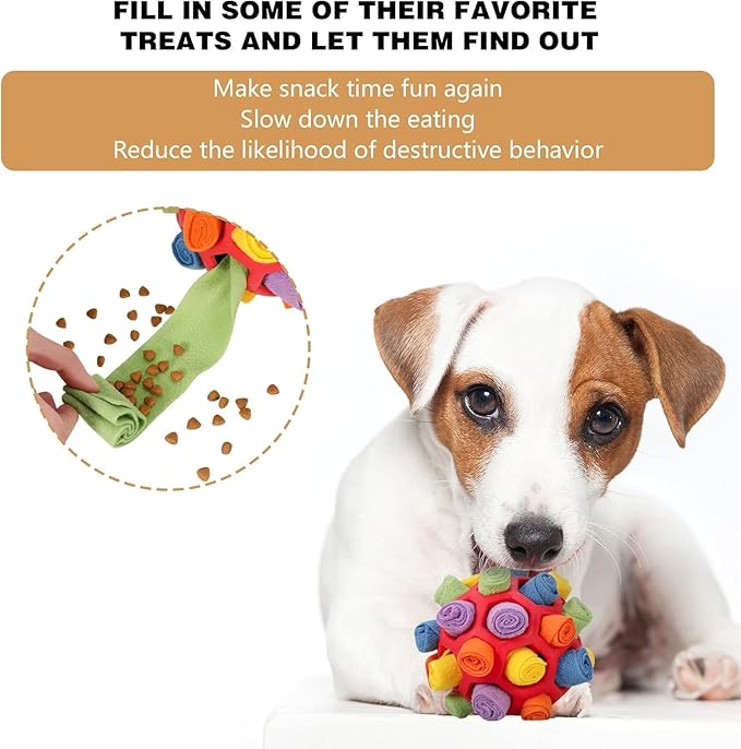 Snuffle Ball for Dogs | Enrichment Toys for Dogs | Colorful Bite-Resistant Pet Snuffle Ball Toy | Interactive Dog Treat Puzzle Toys | Portable Pet Snuffle Ball Toy for Small & Medium Dogs