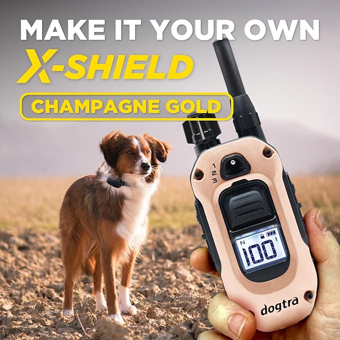 Dogtra 280X E-Collar with Remote - [X-Shield Front Plate - Champagne Gold] 10 lbs+, 1/2 Mile Range, LED Light, 100 Levels for Stubborn Dogs