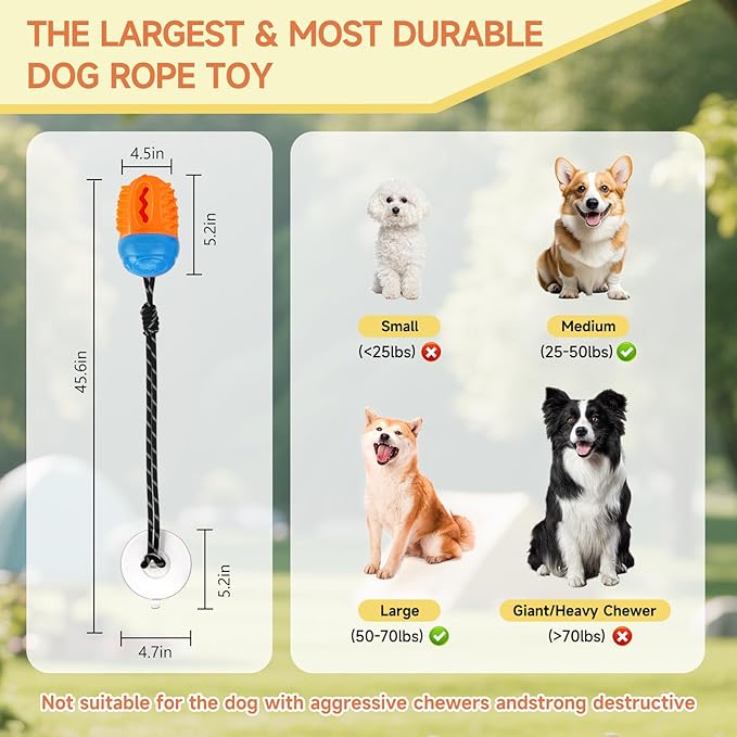 Indestructible Dog Toys-Interactive Suction Cup Tug of War Toy for Aggressive Chewers,Dog Puzzle & Enrichment Toys to Keep Dogs Busy,Blue Orange