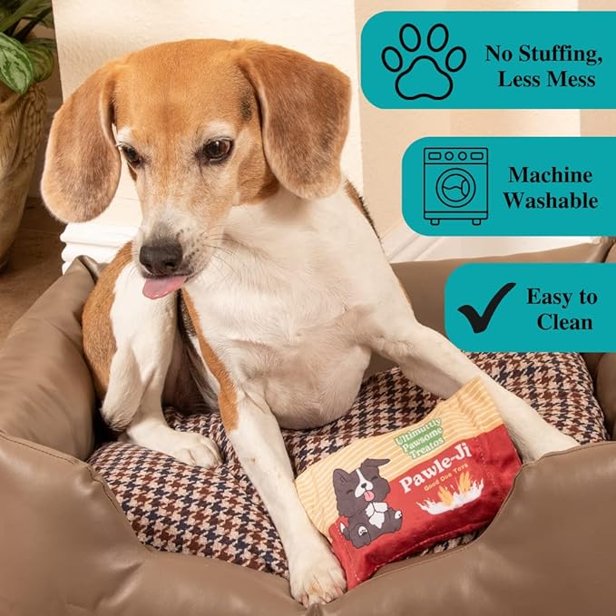 DesiPups Indian Desi Dog Plush Chew Toy | 2-in-1 Design with Squeaker and Crinkle for Small, Medium and Large Dogs, Machine Washable Cookie Biscuit Treat