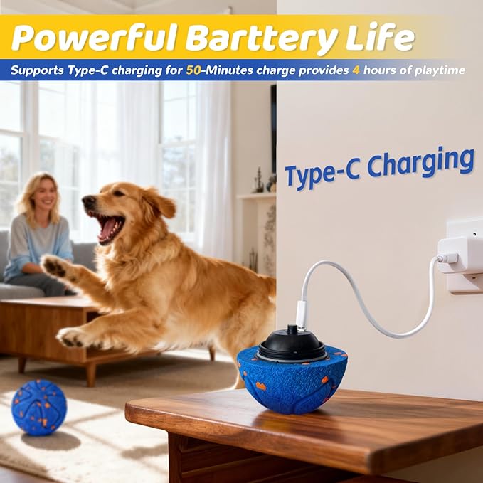 Interactive Dog Toys Dog Ball: Smart Interactive Dog Toys Motion-Activated for Medium and Large Dogs-Automatic Moving, Rotating & Bouncing, E-TPU Material, IP54 Waterproof for Indoor Outdoor