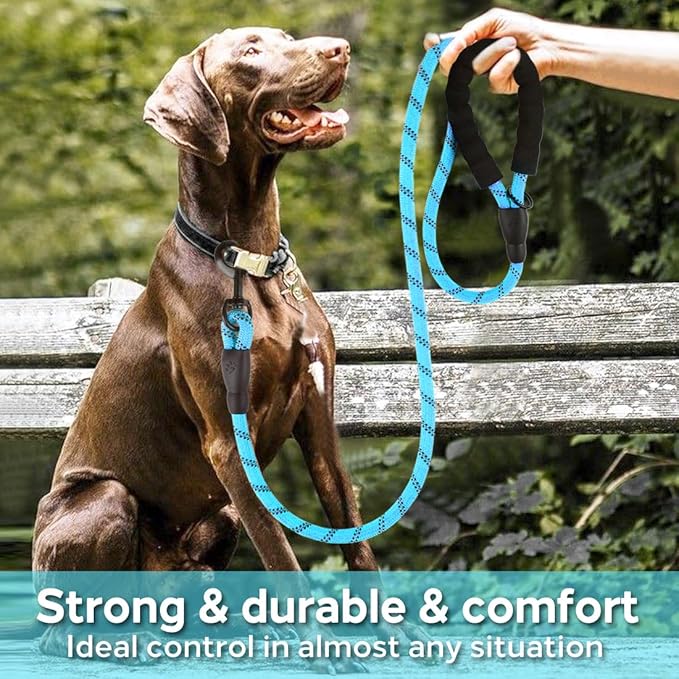 COOYOO Dog Leash 6 FT Heavy Duty - Comfortable Padded Handle - 1/2 inch Reflective Dog Leash for Medium Large Dogs with Poo Bag Dispenser