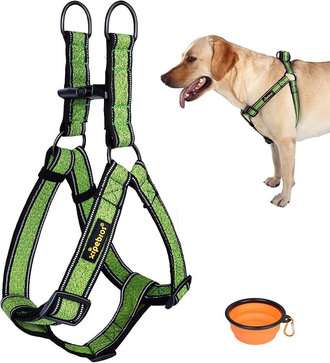 No Pull Dog Harness with Reflective Adjustable,Stops Pets from Pulling and Choking On Walks for Large Dogs (Green, XXL)