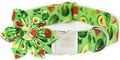 Tunkoo Dog Collar Avocado Floral Bow Tie Unique Style Super Soft Comfy Adjustable Cotton Collar with Premium Metal Buckle, for Puppy and Cat Small Medium Large Pet Supplies（Avocado，Flower, M）
