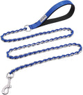Chain Dog Leash Chew Proof Metal Leash for Medium Large Dogs, Chain Link Dog Anti Chew 5.2FT / 4FT Strong Anti Bite Comfortable Soft Padded Handle (Blue, 5FT(30-80lb)