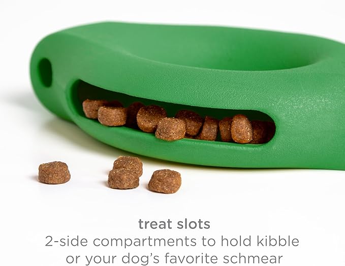 Ubbi Kibbler Interactive Treat Dispensing Dog Toy for Medium & Large Breeds, Natural Rubber Puzzle Toy with Stick Treat Holders, Freezer & Dishwasher Safe, Green
