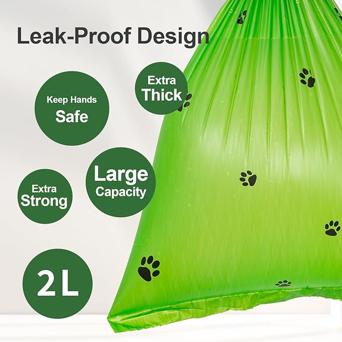 Dog Poop Bags With Dispenser, Strong and Leak-proof Waste Bags for Pets, Floral Scented, 270 Count (18 Packs of 15), 13 Inch x 9 Inch (Green)