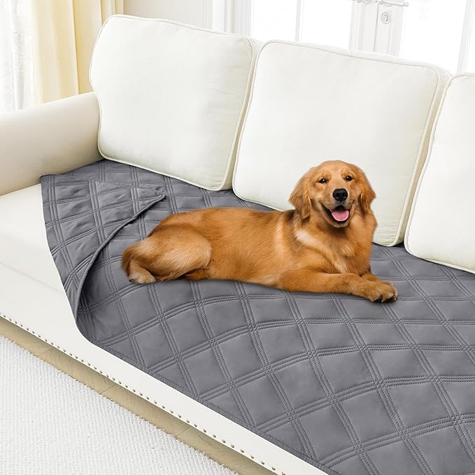 Smiry Waterproof Dog Bed Cover Blanket 40x80, Soft Reversible Pet Blanket, Washable Leakproof Cats Dogs Couch Cover for Sofa, Couch, Furniture, Grey/Grey
