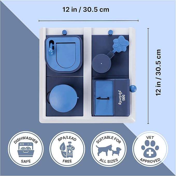 TRIXIE Poker Box 2 Dog Activity Interactive Toy, Level 3 Food Puzzle Game, Brain Teasing Treat Dispenser, IQ and Mental Development Toy for Smart Dogs, Enrichment Toy for Boredom Busting