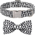 ARING PET Halloween Dog Collar with Bow, Black White Plaid Ghost Floral Cute Pet Collars with Quick Release Buckle for Puppy Small Medium Large Girl Boy Dogs-S