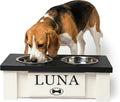GTW Personalized Elevated Dog Bowl Stand for Large, Medium, Small, X-Small Dogs - Stainless Steel Food and Water Bowls - Raised Dog Dish with Internal Storage (X-Small, Black)