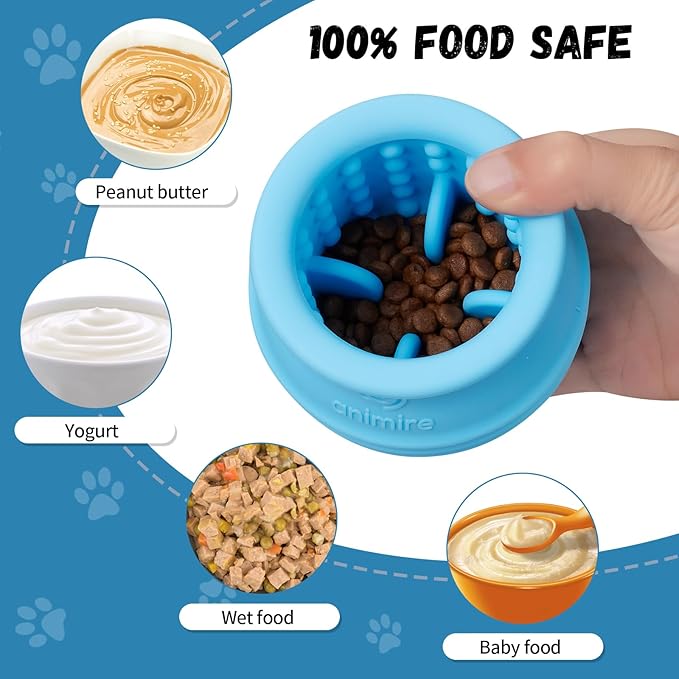 Treat Dispensing Dog Toy, Long-Lasting Interactive Puzzle Toys for Dogs, Stuffable Dog Enrichment Frozen Lick Treat Toy for Boredom, BPA Free Silicone Fetch Catch Chew Toy (Light Blue,S)