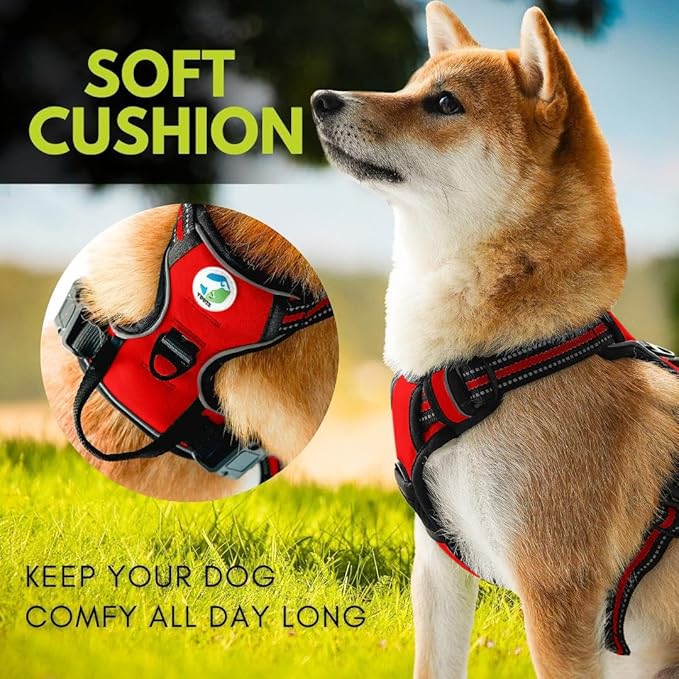 Ziggy Pet Dog Harness Adjustable Nylon Mesh Vest with Leash Clips (Red, Large)