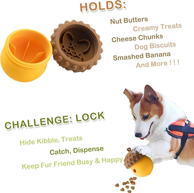 Acorn Dog Puzzle Toy, Treat Dispensing Dog Toys for Moderate Chewers, Interactive Dog Toys for Small Dogs, Puppy Teething Toys to Keep Them Busy, Gifts for Dog, Brown