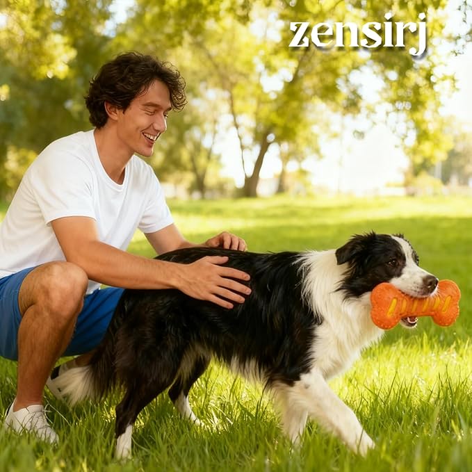 Dog Squeaky Toys for Aggressive Chewers,Dog Toys，Tough Durable Dogs Toys with Natural Rubber，Chewers for Small, Medium and Large Breeds Bone Toy