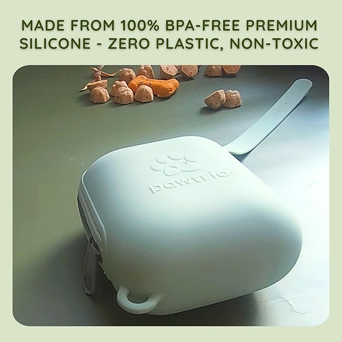 Premium BPA Free Silicone Treat Case, BPA-Free, Leak-Proof, Zero Waste, Supports Rescue Dogs (Light Green)