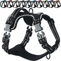 VIVAGLORY Dog Harness Easewalk No Pull Dog Harness with Handle Front Clip & Back Clip for Training Walking Lifting, No Pull Adjustable Easy On Padded Comfortable for Pet, L, Black - Plain
