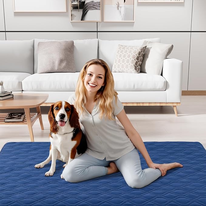 Smiry Reversible Waterproof Couch Covers for Sofa, Washable Dogs Pet Couch Covers for 3 Cushion Sofa Pet Friendly, Water Resistant Furniture Protector Slipcover, Geometric (82"x82", Navy/Blue)