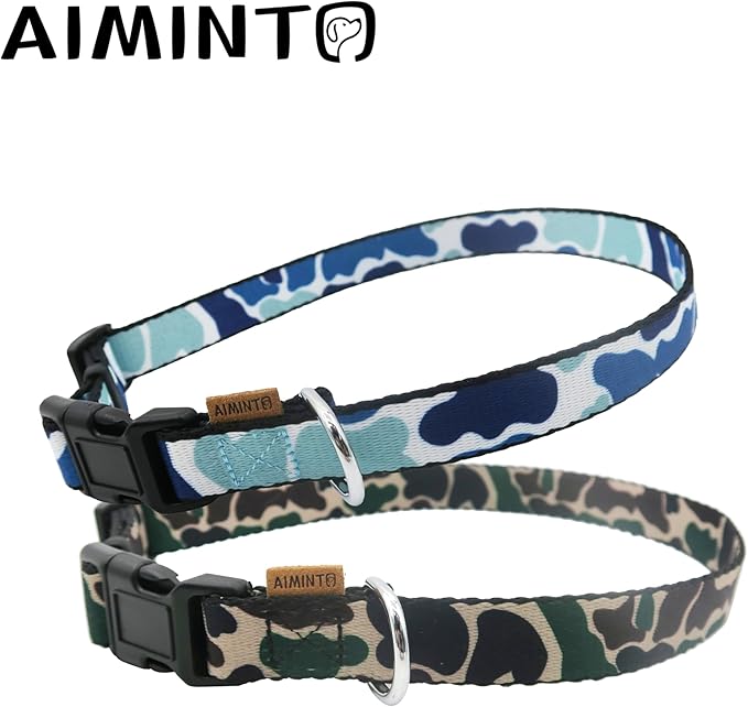 Dog Collar, Cute Camouflage Pattern, Soft and Adjustable Collar with Quick Release Buckle (XS (Neck 9-13", Width 3/8"), Camouflage Blue)