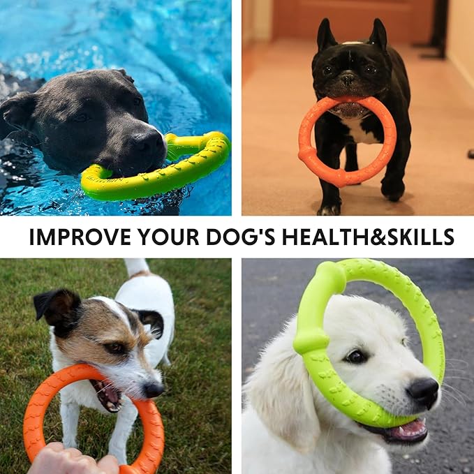 LaRoo Dog Toys for Aggressive Chewers,Floatable Dog Flying Disc,3 Sizes Dog Tug Toy,Interactive Dog Toys