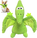 LWBMG Squeaky Dog Toys Plush Dog Toy with Crinkle Paper Dinosaur Dog Toy Stuffed Animals Chew Toy Plush Squeaky Dog Birthday Toys for Small Medium Large Dogs Green