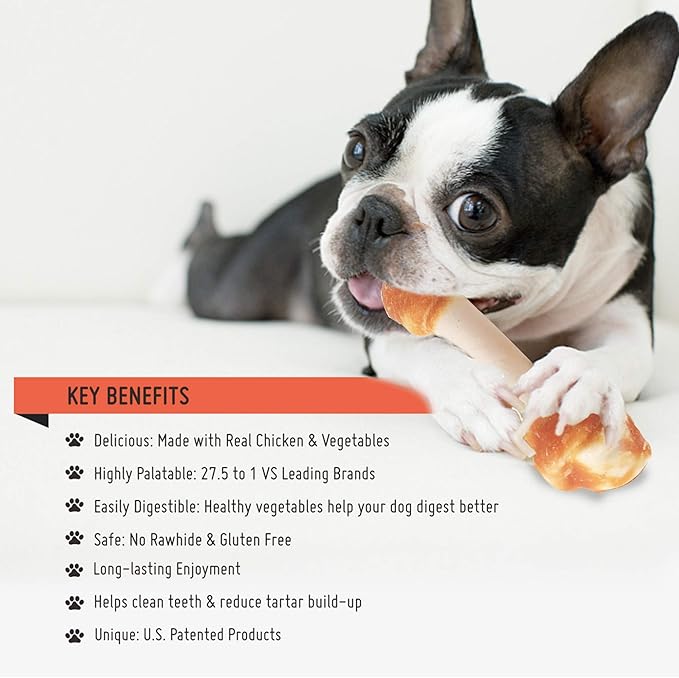 Premium Dog Chew Bones for Small Dogs, Rawhide Free, Grain Free, Made with Limited Ingredients, Delicious Mini 18pcs/Pack x 2packs