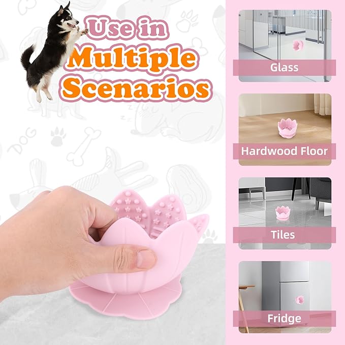 Silicone Dog Slow Feeder Lick Bowl，Slow Feeder Bowls for Small Medium Breed Dogs，Dog Freeze Bowl with Suction Cups，Interactive Puzzle Toy (Pink, Small)