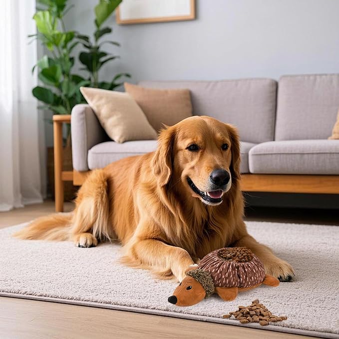 2 in1 Interactive Hedgehog Dog Toy, Plush Dog Treat Puzzle Toy, Enrichment Toys for Puppy(Not for Aggressive Chewers)