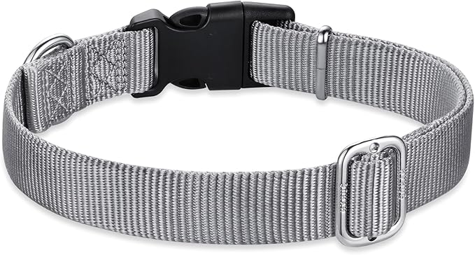 Hyhug Dog Collar for Large Dogs, Heavy Duty | Quick Release Nylon Buckle Collar, Adjustable & Durable Pet Supplies for Boy & Girl Dogs (Large, Sleet Gray)