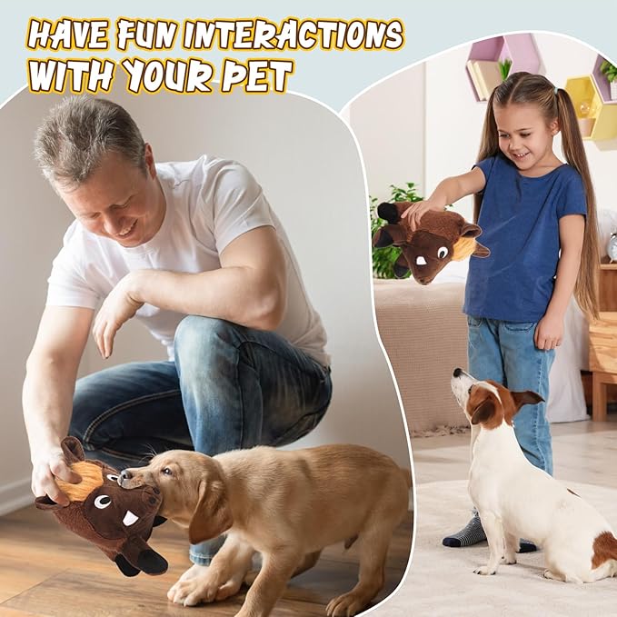 JKW Pet Toys, Stuffed Boar Dog Toys, Squeaky Plush Dog Toy - Durable Stuffed Chew Toy for Small, Medium, Large Dogs and Puppies